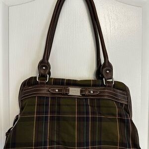 Chaps by Ralph Lauren Olive Green Gramercy Beekman Plaid Tartan Shoulder Bag